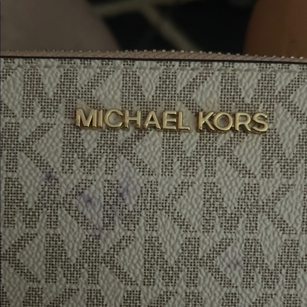 Michael Kors Cream Wristlet with Iconic MK Design - Picture 2 of 3
